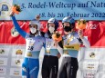 1. Michel Scheikl, 2. Alex Gruber, 3. Thomas Kammerlander - Naturbahnrodel Weltcup in Mariazell 18.-20. Februar 2022 ©Fred Lindmoser