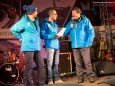 Johann Kleinhofer (links), Moderator Martin Böckle und Hanspeter Brandl (rechts) im Interview - Naturbahn-Rodel WM 2015 im Mariazellerland - Eröffnungsfeier.