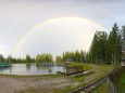 Doppelter Regenbogen über der Bergwellen Arena