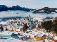 Blick auf Mariazell mit Basilika am 20. Jänner 2021