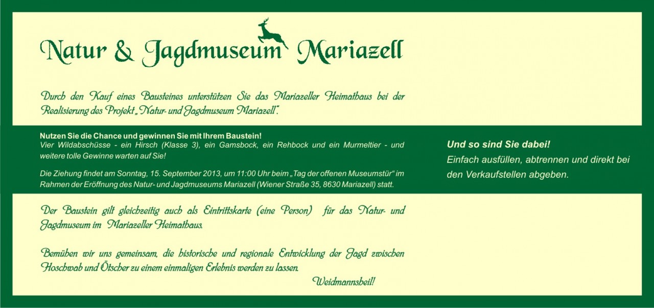 Baustein - Natur- und Jagdmuseum Mariazell