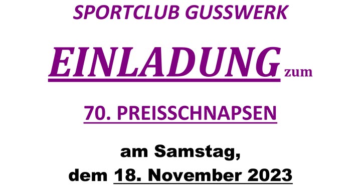 Preisschnapsen in Gußwerk am 18. November 2023